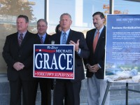 2015 NWE 1020 Grace and York GOP Revitalization Plan | The Examiner News Yorktown Supervisor Michael Grace and his GOP team outside former Food Emporium building.