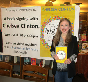 Chelsea Clinton before signing books for the crowds at the Chappaqua Public Library Wednesday evening.