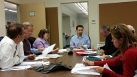 Robert Hoch (at head of table) chairman of the White Plains Historic Preservation Commission discusses two properties for immediate historic preservation consideration – Soundview Manor and the Good Counsel campus. Arthur Cusano Photo