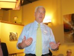 Bedford Councilman Francis Corcoran celebrated his victory Tuesday night over Mount Kisco Trustee Karen Schleimer for the District 2 seat on the Board of Legislators. 
