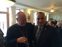 Mayor Frank Catalina shared a moment with Cardinal Timothy Dolan during a mass Saturday at St. Joseph’s in Peekskill celebrating the Franciscan Sister’s 150th anniversary.   