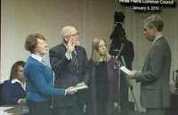 In a unanimous vote of the White Plains Common Council, John Kirkpatrick was elected president of the Council for a term ending in 2017. He was sworn in by Mayor Tom Roach with his wife and daughter as witnesses.