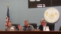 Frank Lombardi, center, discusses a proposed law on mass gatherings in the town with board members. The proposal drew comments from several town residents at the Jan. 20 meeting.