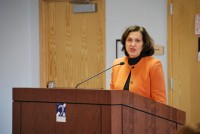 Budget Forum-1 | The Examiner News : Lisa Davis, executive director of the Westchester-Putnam School Boards Association, was one of the speakers at Friday's state budget hearing in Greenburgh. Arthur Cusano photo