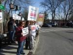 Bedford teachers and local residents gathered Wednesday afternoon for a rally in Mount Kisco to urge the state to restore education funding and help the district get out of an .8 million budget deficit.