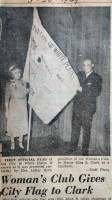 Mrs. Ethel Kent and Mayor Silas with New Flag March 23, 1949. 