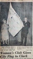 Flag 1 | The Examiner News Mrs. Ethel Kent and Mayor Silas with New Flag March 23, 1949.
