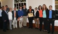 WPHS Head Basketball Coach Spencer Mayfield (center) was joined by his White Plains High School Athletic Department family, at the Glens Falls Civic Center, on Sunday, to celebrate his induction into the New York State Basketball Hall of Fame. 