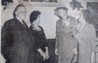 : L – r: Clark Eichelberger, Mrs. Roberta Bergmann, Eleanor Roosevelt, Mrs. Ethel Kent. Mrs. Roosevelt Appearing at Club Day November 1949.