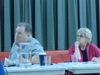 Brewster Mayor Jim Schoenig and Trustee Mary Bryde listen to resident comments last week.