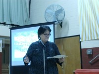 OLYMPUS DIGITAL CAMERA | The Examiner News Former Trustee Terry Stockburger speaks during the public hearing last week.