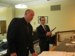 452 Modell's Delays pic | The Examiner News Chris Raffaelli, project manager for Modell’s in Mount Kisco, left, and Taylor Palmer, an attorney representing the company, addressed the planning board on Apr. 26. The store’s opening will be delayed until late summer.