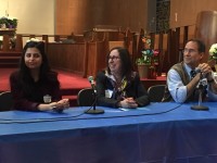 Sana Mustafa, (left) a Syrian activist, who came to the United States in 2013, described her families struggle since the Syrian Civil War broke out in 2011. Rev. Doris Dalton (center) moderated, with Rabbi Dr. Julie Danan of Pleasantville Community Synagogue adding closing remarks. Andrew Vitelli Photos