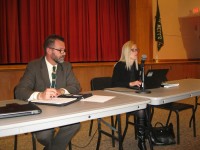 Putnam-Northern Westchester BOCES Assistant Superintendents John McCarthy and Lynn Allen took comments from Brewster School District residents during one of three superintendent search meetings last week at the Henry H. Wells Middle School on April 6.