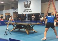 Top table tennis stars Kai Zhang and Sameh Awadallah square off during the filming of the pilot “Pong Court” at the Westchester Table Tennis Center in Pleasantville.