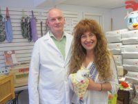 Cortlandt resident Rob Robinson opened Rob’s Poultry Supplies & Chicks in August 2015 on Route 202 (Crompond Road). Also shown above is Cortlandt resident Cindy Weinstein who creates clothing for chickens, including Silky. Photo credit: Neal Rentz 