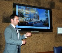 Project designer Michael Berger of Perkins Eastman speaks to the White Plains Common Council about plans for the former Good Counsel property at 52 North Broadway during a June 27 meeting. 