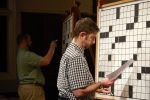 Norwich, Conn. resident Glen Ryan, foreground, took first place Friday while Ken Stern finished third in the Westchester Crossword Puzzle Tournament in Pleasantville. 