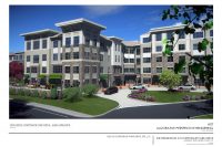 Terrace Level | The Examiner News Architectural rendering of main entrance of proposed multi-family housing viewed from Corporate Park Drive.
