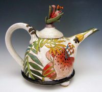 A teapot created by Two Wen Chen at the Three Wheel Studio booth.