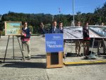 County Executive Rob Astorino, with members of the Stepinac High School hockey team, announces plans last week for a unique ice skating facility at Kensico Dam Plaza in Valhalla.