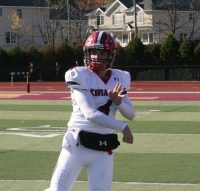 Junior quarterback Mike Nicosia has led Stepinac to the CHSFL AAA Championship in his first season playing varsity football. Nicosia completed 15-of-21 passes for 152 yards and two touchdowns, as the Crusaders beat Monsignor Farrell, 20-10, in the AAA Semifinals. Albert Coqueran Photo