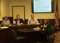 : (Left to right) Legislators Barbara Scuccimarra, Carl Albano, and Joseph Castellano, and Deputy Commissioner of Planning Sandra Fusco at the legislature’s Nov. 15 Physical Services Committee meeting. 