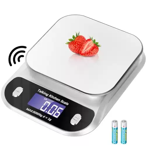 Awaiymi Talking Food Scale, 5kg/11lb Talking Digital Kitchen Scales Weight Ounces and Grams for Cooking, Talking Sales for Food, Clear Pure Voice Talking Scales for Visually Impaired(Battery Included)