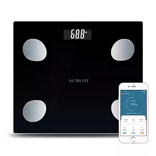 NUTRI FIT Bathroom Weighing Scale for Body Weight and Fat, Digital Smart Scale with Bluetooth, Body Composition Watchers with APP for BMI, Muscle, Weight Loss, Max 150kg/330lb