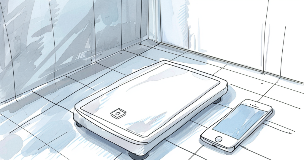 apple health scale - drawing of a scale next to an iphone