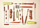 best grill tools - photo of various grill tools and foods arranged in a square