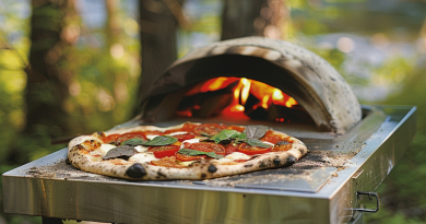 mastering outdoor pizza ovens - photo of a pizza just removed from an outdoor oven