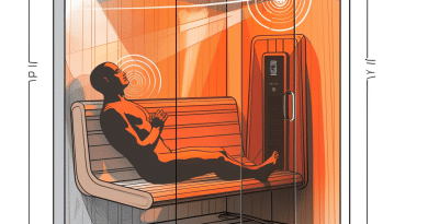drawing of a man relaxing in an infrared sauna - how do infrared saunas work