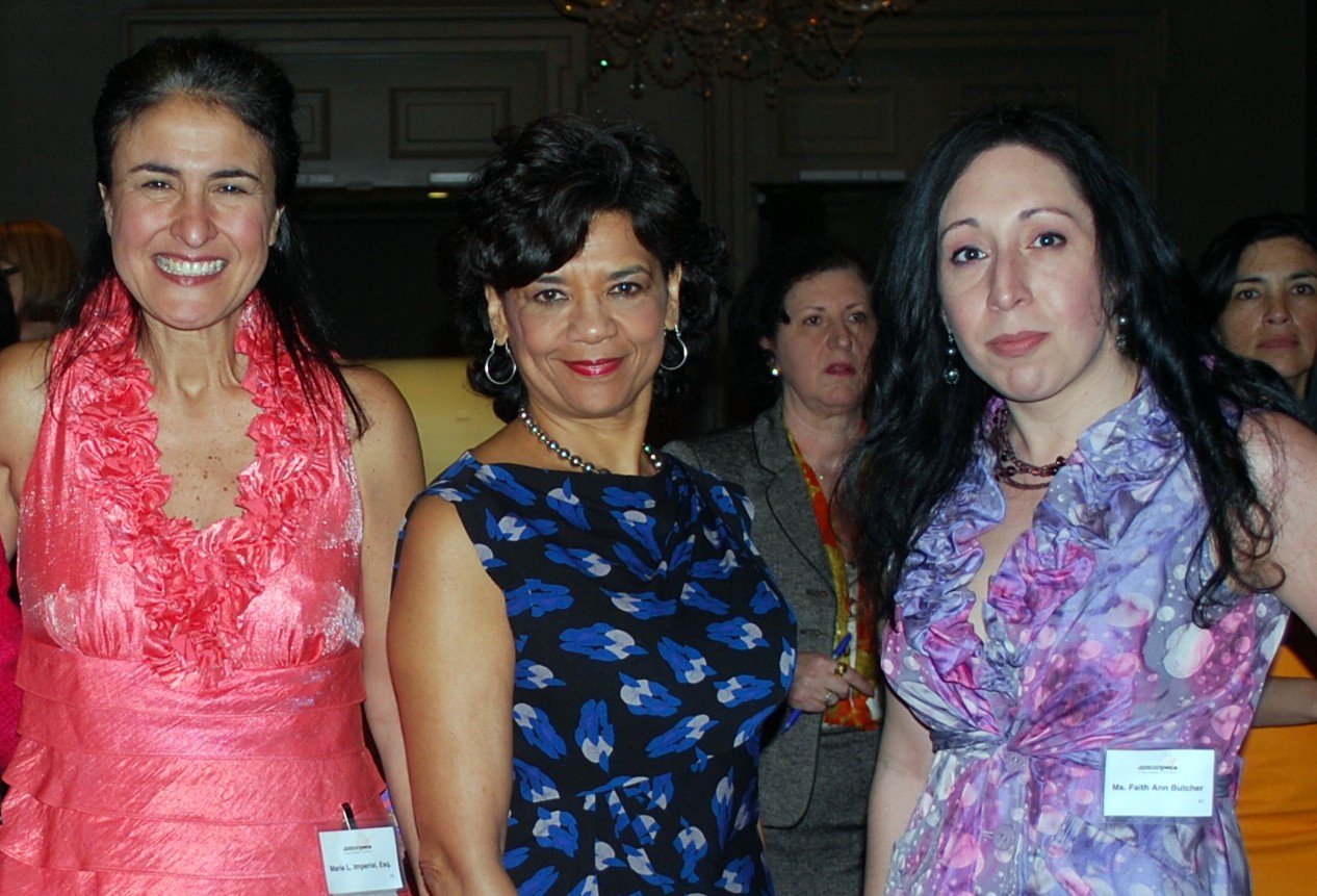 YWCA Executive Director Maria Imperial, Sanya Manzano who plays Maria on "Sesame Street" and Examiner Media COO Faith Ann Butcher