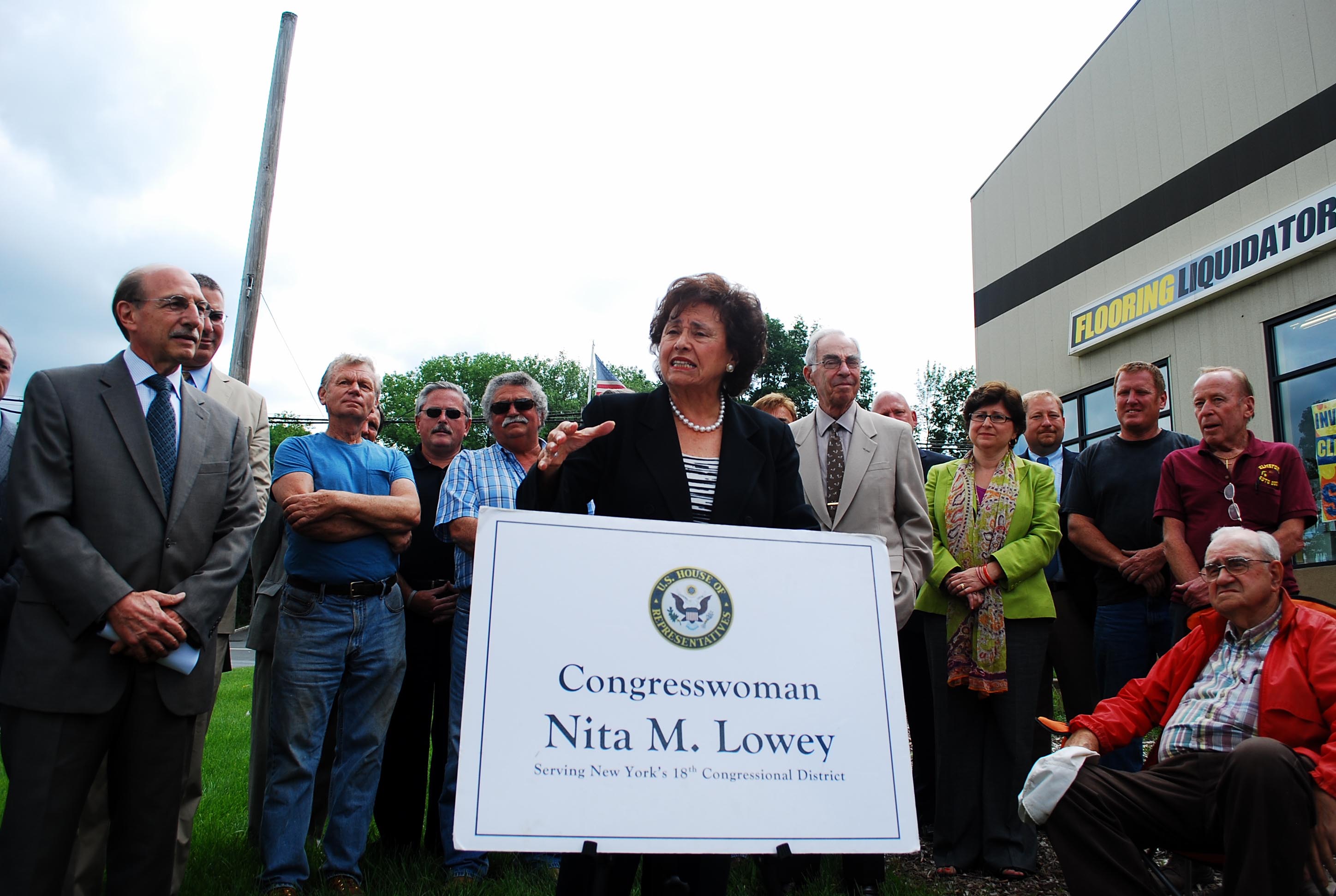 Rep. Nita Lowey was joined by local officials and leaders from the construction industry in Elmsford Thursday, as she called on Congress to reauthorize federal transportation programs.