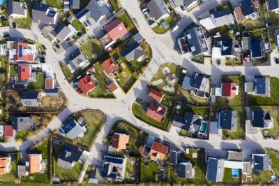 Aerial view of houses 