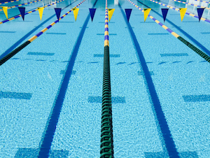 High Angle View Of Buntings Hanging Over Swimming Pool | The Examiner News Swimming pool lanes