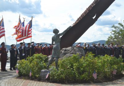 The Color Guard procession at the Tri-Municipal 9/11 Memorial Ceremony at Croton Landing. 