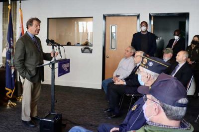 Westchester County Executive George Latimer speaks at the opening of a veterans services office in White Plains.