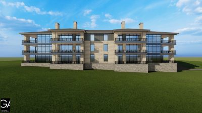 An artist’s rendering of one of the buildings proposed housing some of the 73 condominium units at The Summit Club at Armonk.