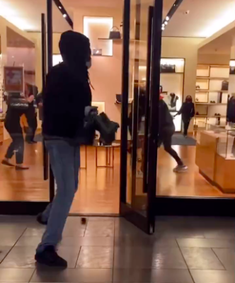 A still image from a video posted to Twitter of a robbery at Louis Vuitton, one of two recent thefts at The Westchester Mall.