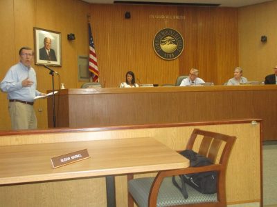 Hawthorne resident James Russell, seen here addressing the  Mount Pleasant Town Board last year, has taken the town to court to try and gain access to the town’s e-mail list.