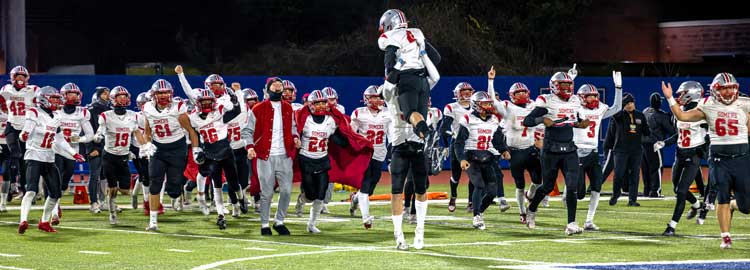 Somers-players-cut-loose-after-the-Tuskers-NYS-Class-A-semifinal-win | The Examiner News Somers football