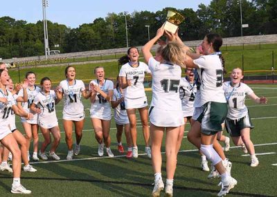 Pleasantville players after being presented first Section 1 Class D title | The Examiner News Pleasantville girls lax