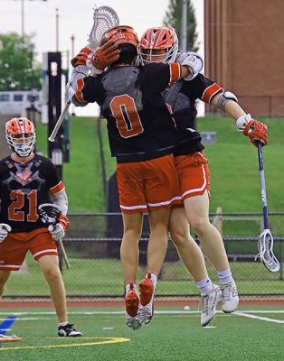 Somers All-Section sophomore M Cam Violane and All-American M Matt Mayfield | The Examiner News Somers lax