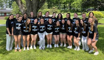 Yorktown High girls lax team poses with their Section 1 Class B championship shirts | The Examiner News Yorktown High girls lax